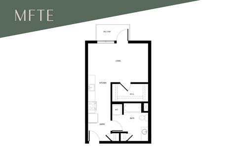 Floor plan for studio, 1 bath, 519 sqft